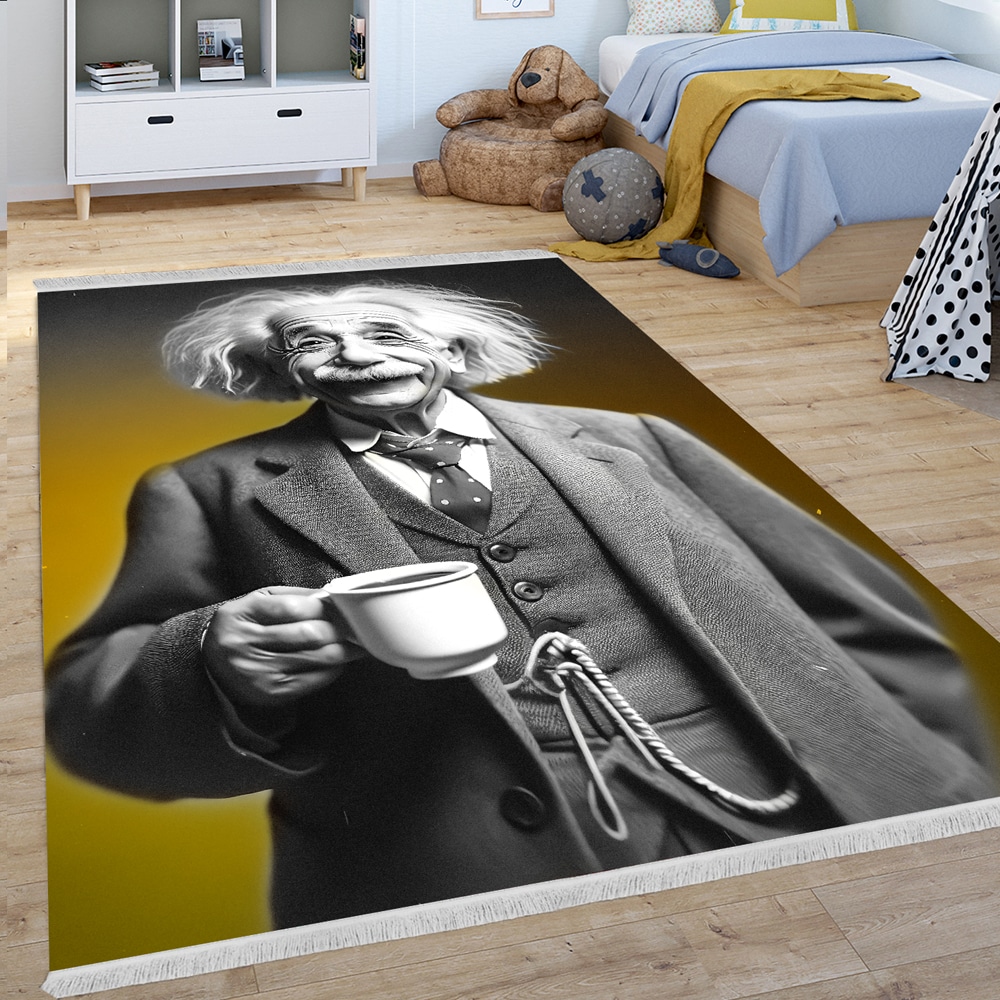 فرشینه طرح آلبرت انیشتین در حال نوشیدن قهوه Albert Einstein Coffee – مدل DA‑4002
