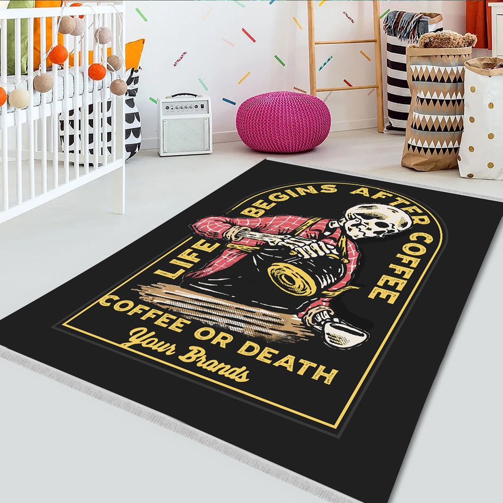 فرشینه طرح باریستا اسکلت در حال تهیه قهوه Coffee Skeleton – مدل DA‑4003