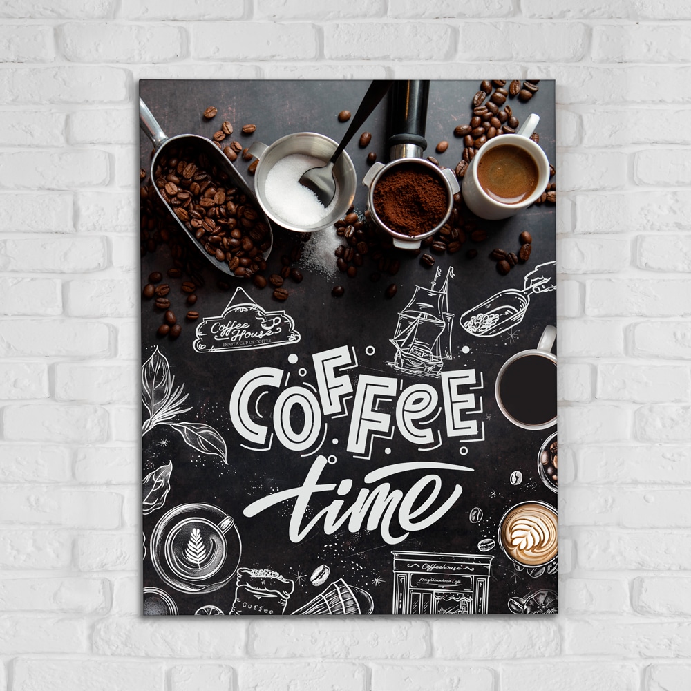 تابلو کافی شاپ با طراحی مدرن و تایپوگرافی زمان قهوه است! (Coffee Time) – مدل DA-4009