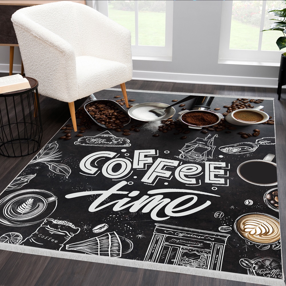 فرشینه قهوه طرح Coffee Time مناسب دکور کافه – DA‑4009