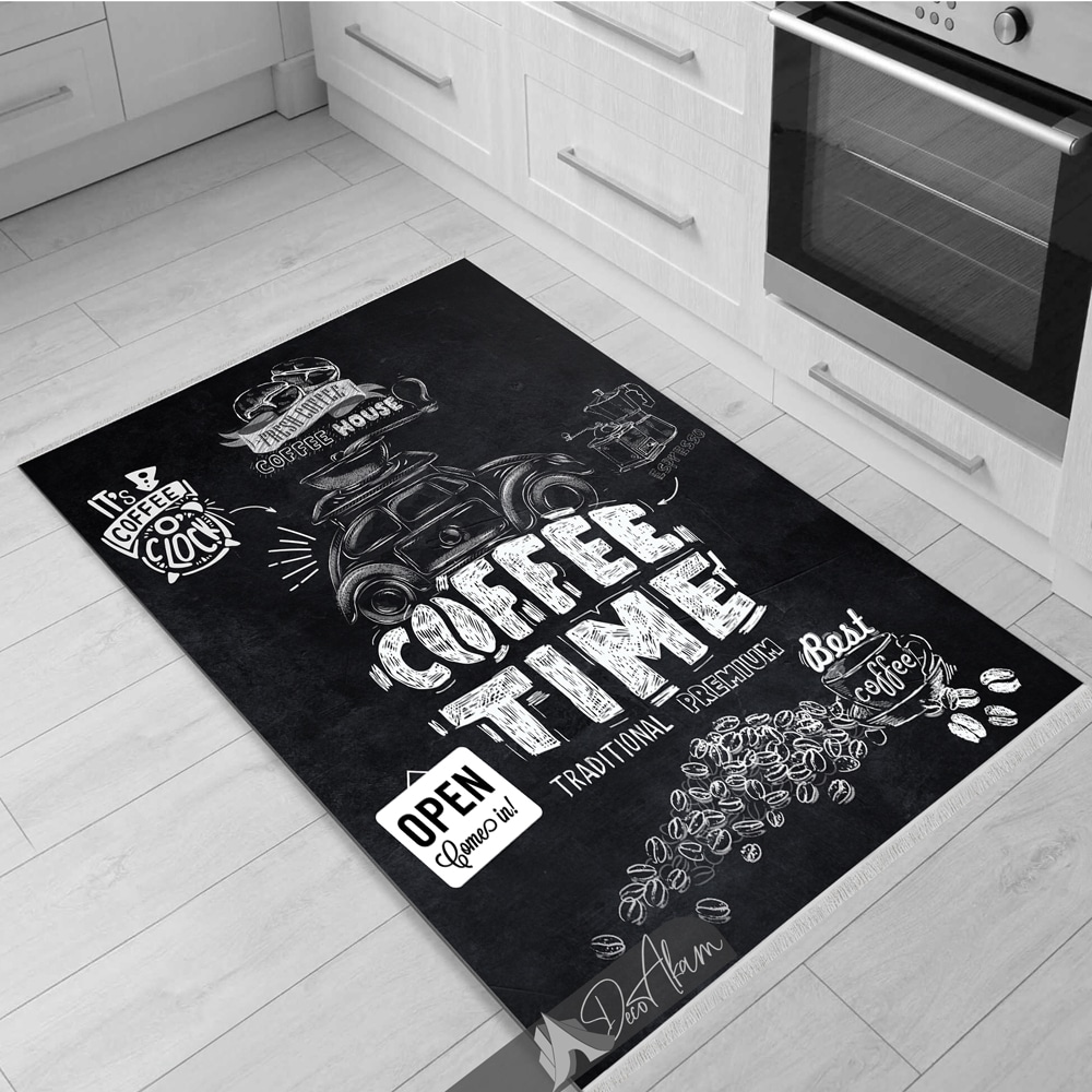 فرشینه آشپزخانه طرح Coffee Time مناسب دکور کافه مدرن و آشپزخانه – DA-4022