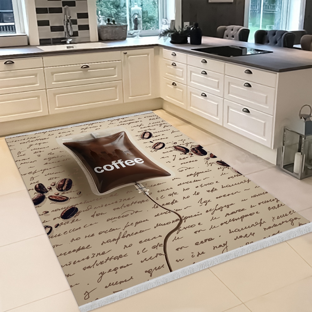 فرشینه آشپزخانه طرح قهوه (Coffee Therapy) مناسب دکور آشپزخانه و کافه – DA-4024