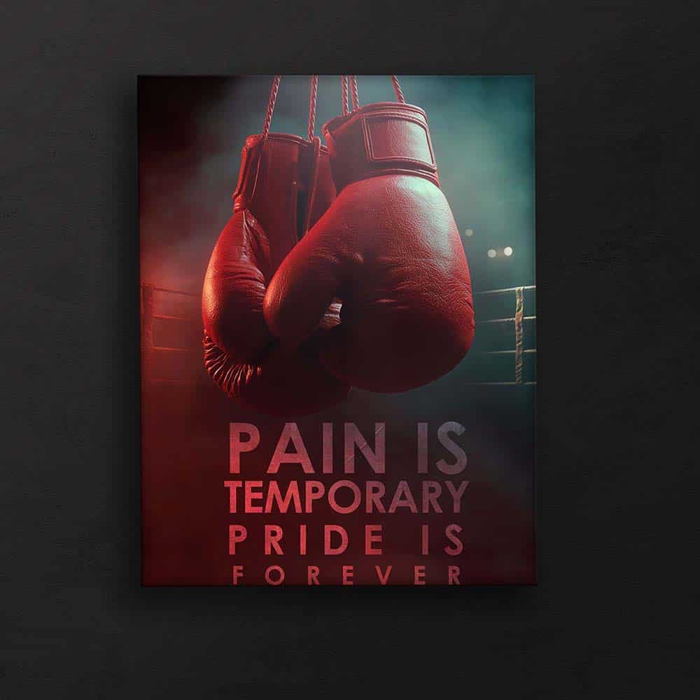 تابلو انگیزشی بوکس طرح Pain Is Temporary