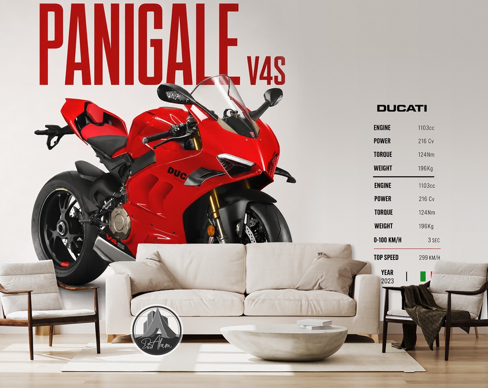 پوستر دیواری موتور سنگین دوکاتی Panigale V4S کد DA-4035 مناسب اتاق جوان