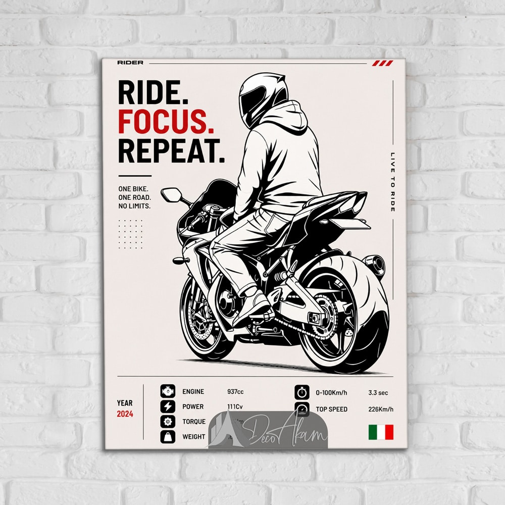 تابلو موتور اسپرت Ride Focus Repeat کد DA-4036 مناسب اتاق جوان