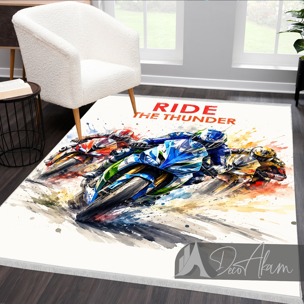 فرشینه موتور Ride The Thunder کد DA-4038 مناسب اتاق جوان