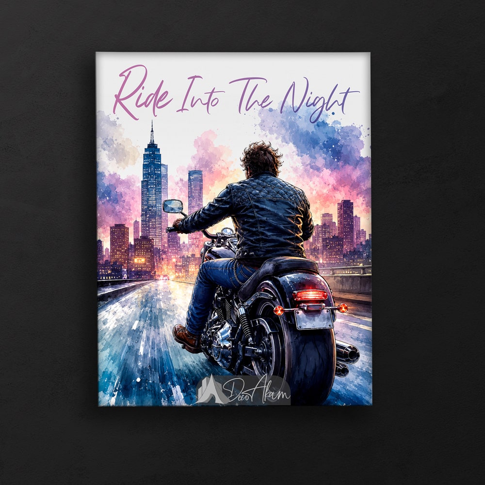 تابلو موتور شبانه Ride Into The Night کد DA-4039 مناسب اتاق جوان