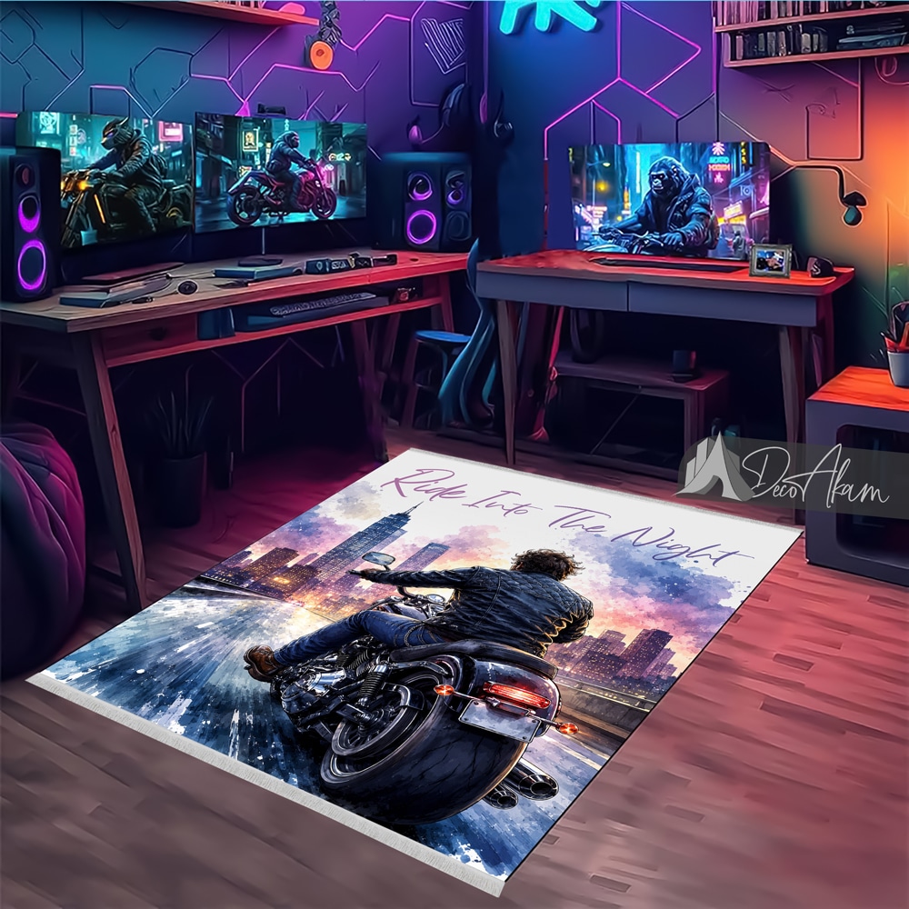 فرشینه موتور Ride Into The Night کد DA-4039 مناسب اتاق جوان