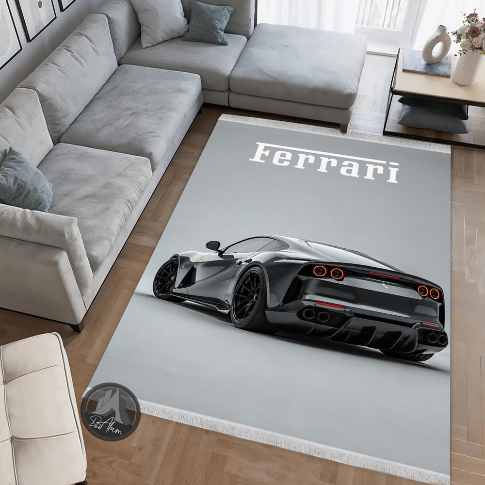 فرشینه ماشین فراری خاکستری کد DA-4053 مناسب اتاق کار و نوجوانان
