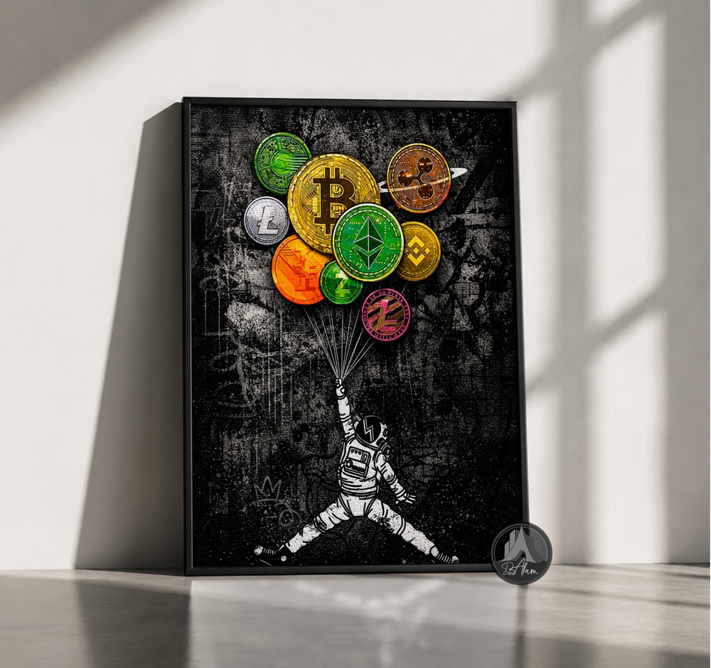 تابلو پاپ‌آرت Astronaut Crypto DA-4067 مناسب اتاق کار