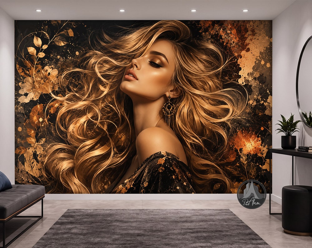 پوستر دیواری سالن زیبایی با طراحی موهای بلوند کد DA-5041 | مناسب آرایشگاه زنانه