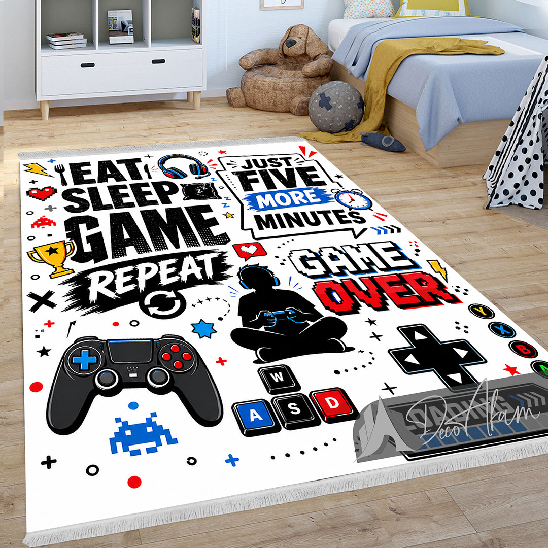 فرشینه گیمینگ تایپوگرافی Eat Sleep Game کد DA-6018 | مناسب گیم نت