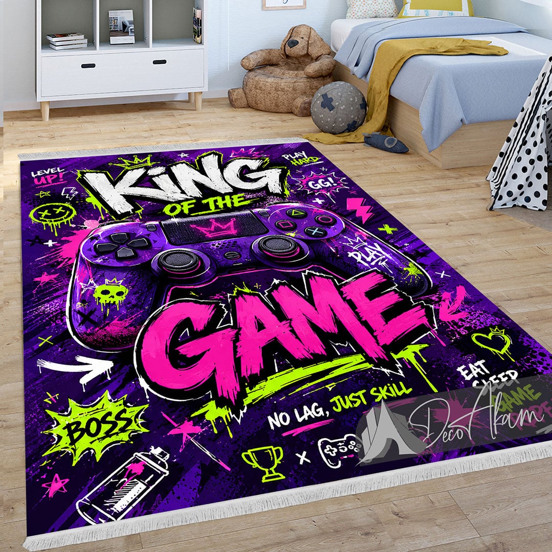 فرشینه گیمینگ طرح King of the Game بنفش کد DA-6020 | مناسب گیم نت