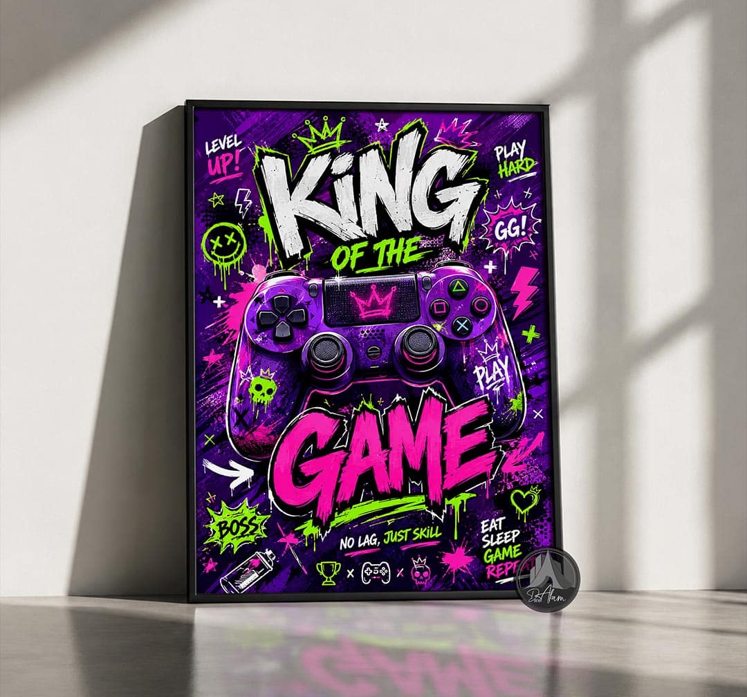 تابلو گیمینگ طرح King of the Game بنفش کد DA-6020 | مناسب گیم نت