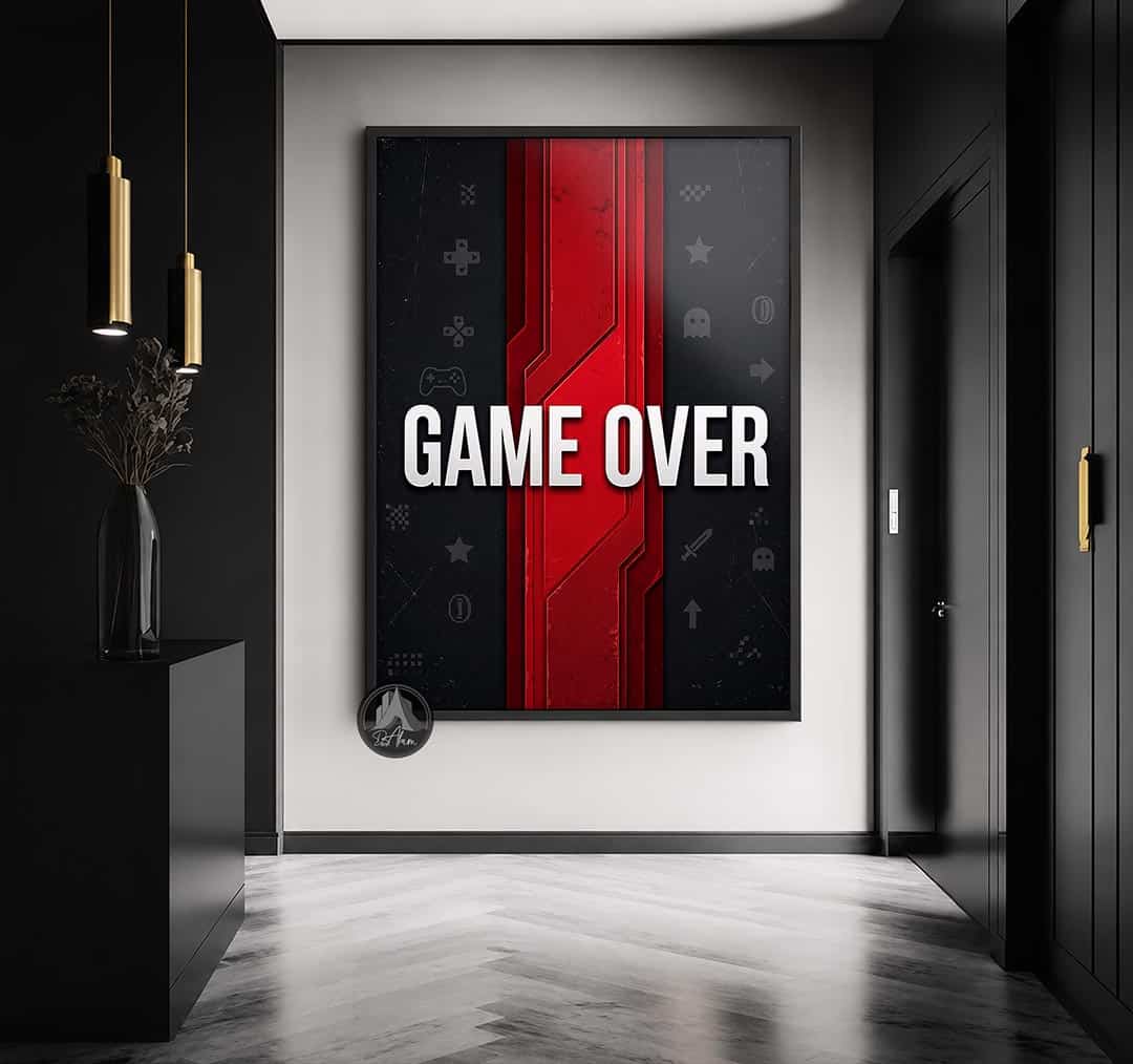 تابلو گیمینگ Game Over طرح مشکی و قرمز کد DA-6022 | مناسب گیم نت