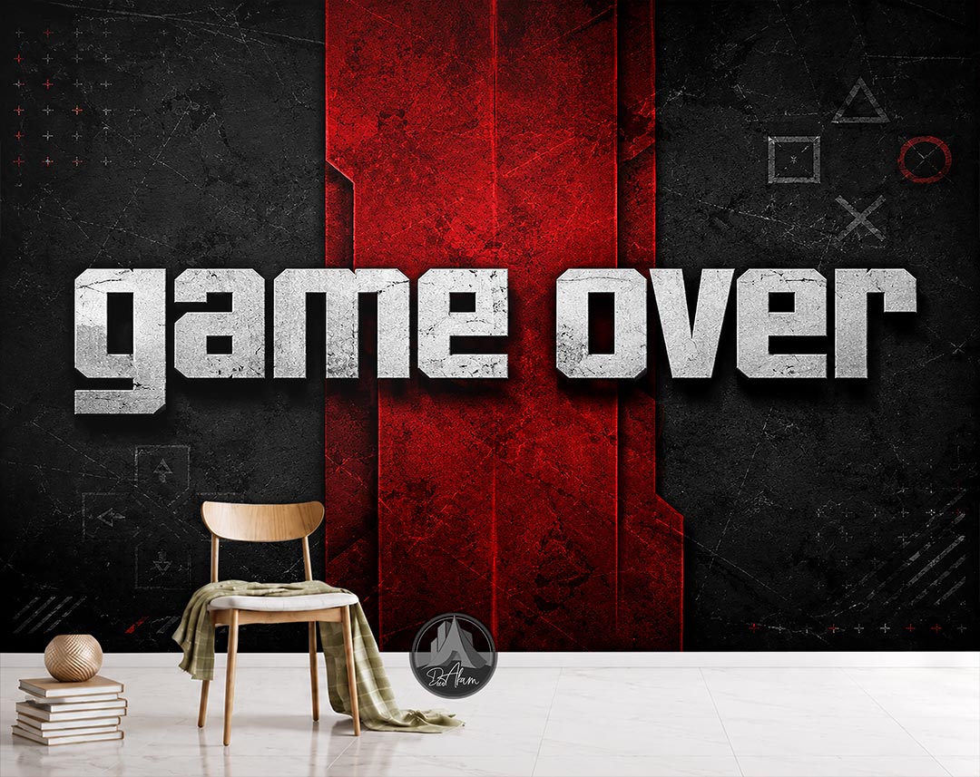 پوستر دیواری گیمینگ طرح Game Over مشکی و قرمز کد DA-6022 | مناسب اتاق گیمر